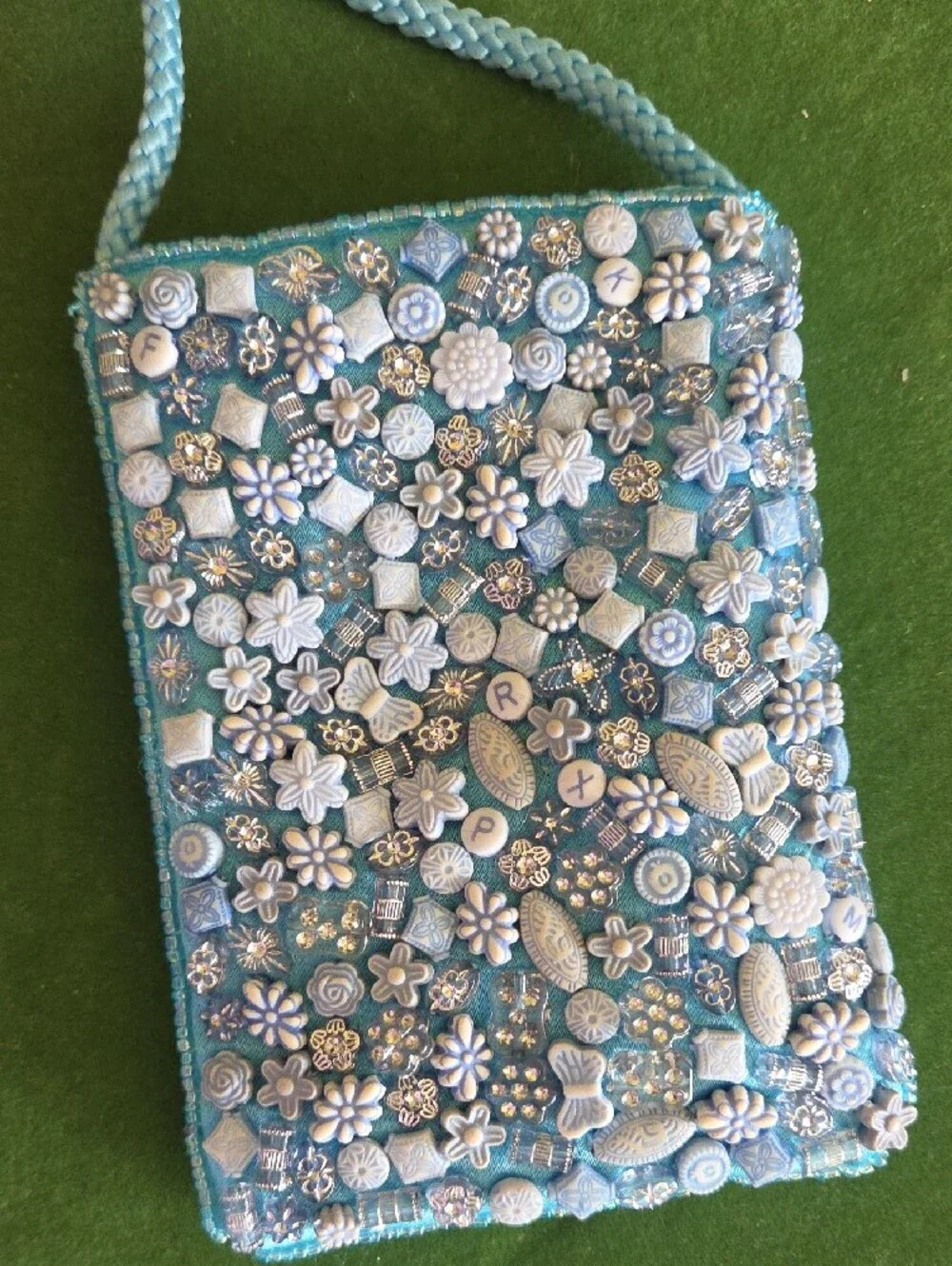 Blue Beaded Floral Phone Crossbody - Women Accessories